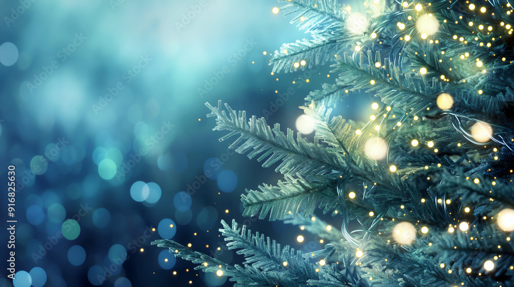 A Christmas tree with lights shining on it A Christmas tree with lights shining on it