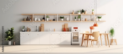 Minimalist Kitchen Interior with Wooden Accents