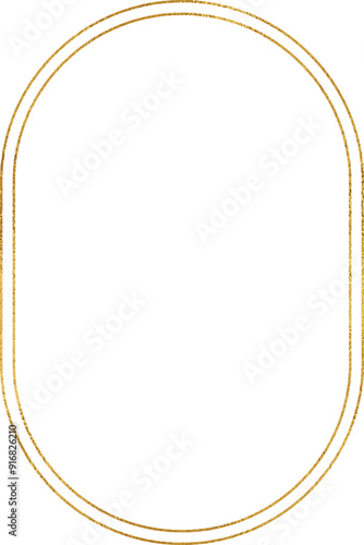  Luxury oval gold foil frame, double line border with 4x6 aspect ratio for invitation, card, social story post, cutout, isolated .