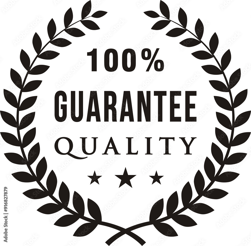 100% product service guarantee quality badge symbol. 100% product service guarantee quality badge symbol.