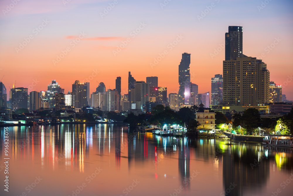 Scenery of the city skyline and skyscrapers in Bangkok in the morning Scenery of the city skyline and skyscrapers in Bangkok in the morning