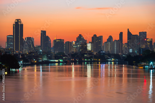 Wallpaper Mural Scenery of the city skyline and skyscrapers in Bangkok in the morning Torontodigital.ca