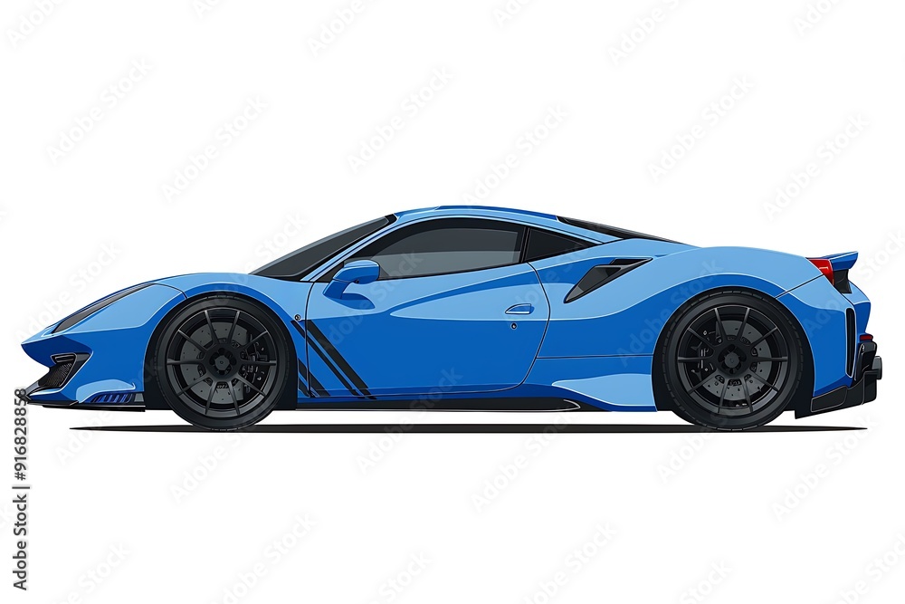 Fototapeta premium Blue conceptual sports cabriolet for driving around the city and racing track on a white background. 3d rendering.