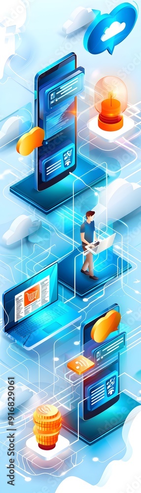 Naklejka premium Cloud Computing Isometric Concept.