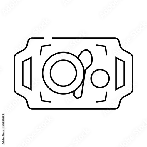dishware on tray buffet line icon vector. dishware on tray buffet sign. isolated contour symbol black illustration