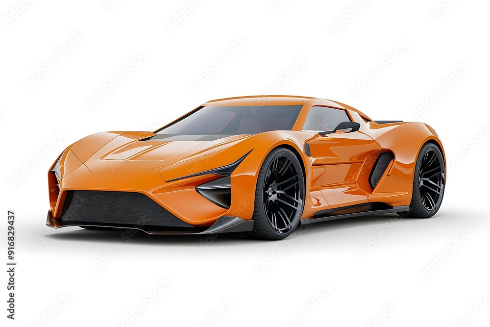Black and orange supercar - studio shot - 3D Illustration Black and orange supercar - studio shot - 3D Illustration
