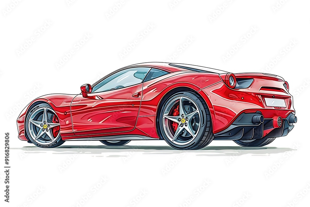Red car image on isolated white background, Red car image on isolated white background,