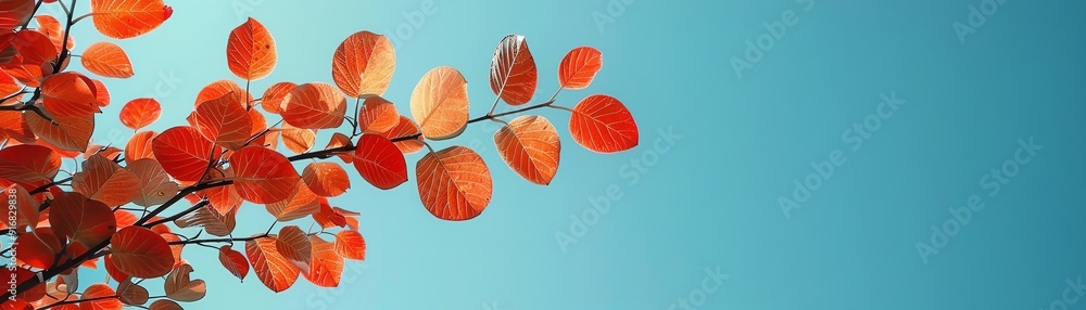 Red leaves against blue sky, vibrant contrast, sharp focus, daylight Red leaves against blue sky, vibrant contrast, sharp focus, daylight