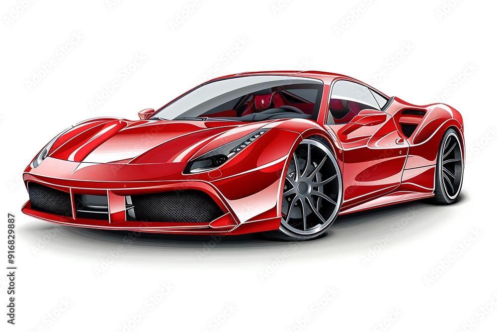 Obraz premium Red car image on isolated white background,