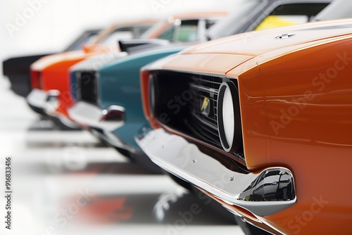 Wallpaper Mural Family cars in a row - 3D Illustration Torontodigital.ca