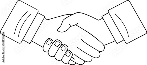 continuous single line drawing of businessmen shaking hands, business handshake line art vector illustration