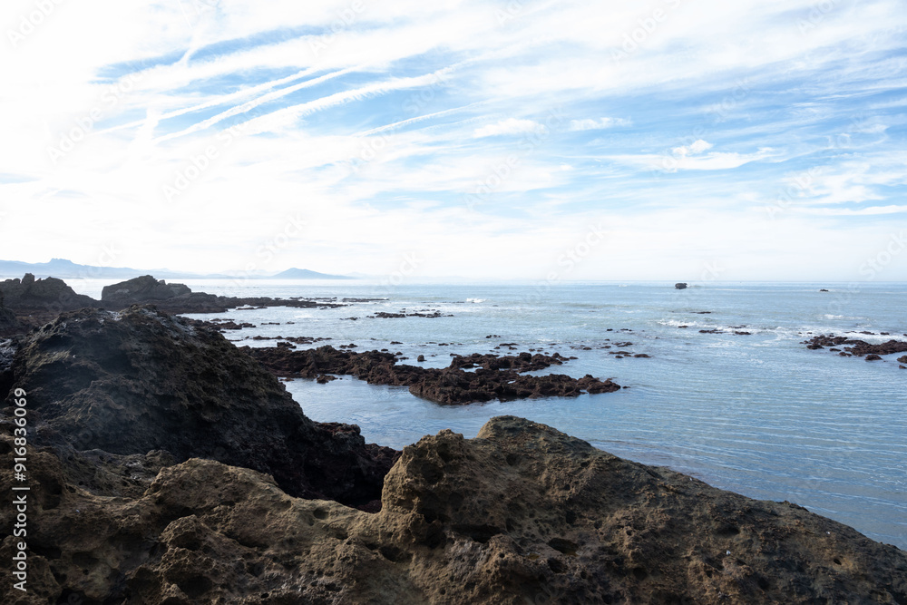 Morning on the coast in Biarritz, France Morning on the coast in Biarritz, France