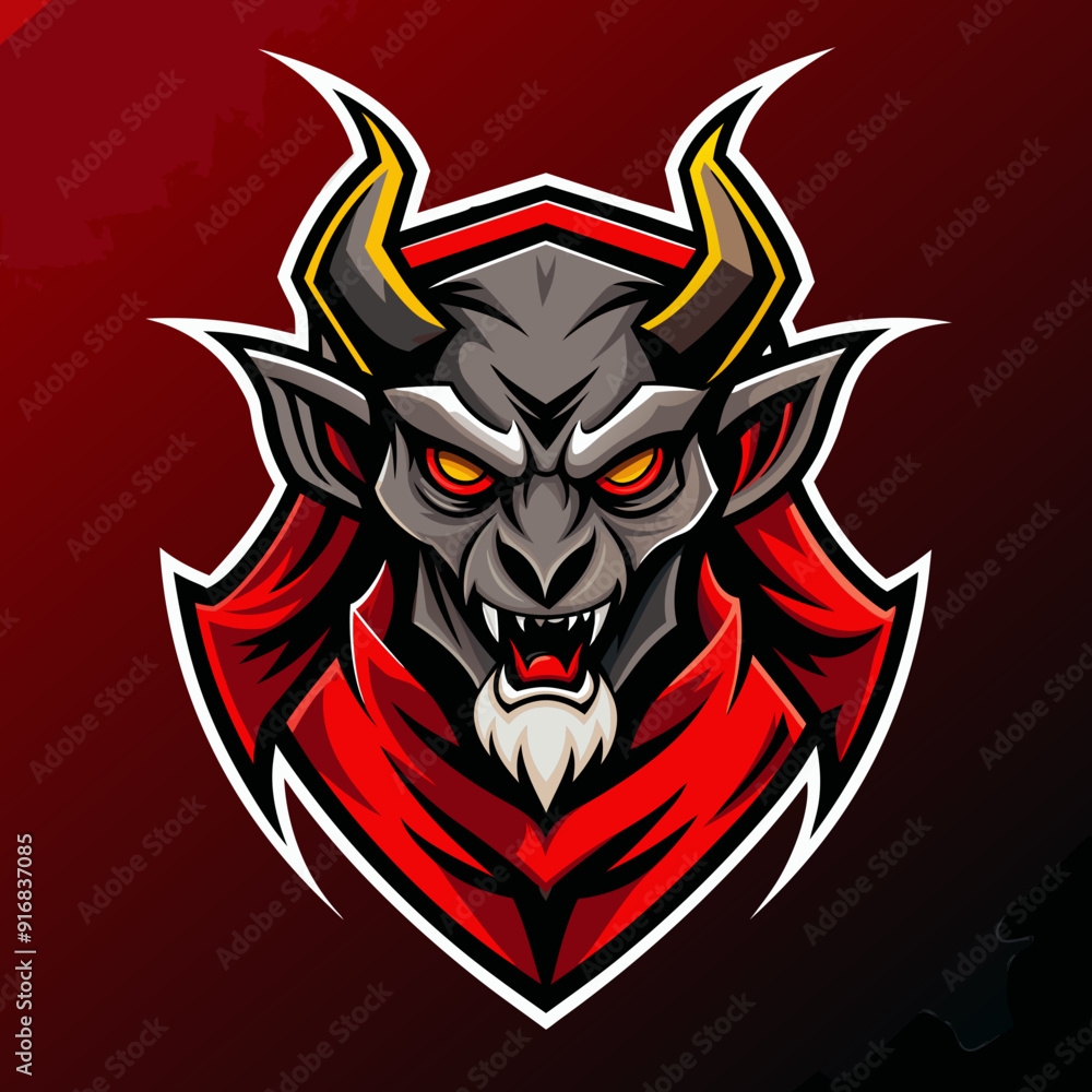 Horned demon mascot for sports and esports vector logo Horned demon mascot for sports and esports vector logo