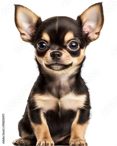 Small black Chihuahua puppy isolated on white background