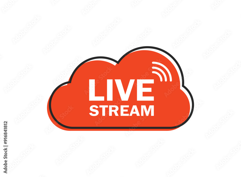 Live stream button icon in flat style. Webinar vector illustration on isolated background. Streaming sign business concept. Live stream button icon in flat style. Webinar vector illustration on isolated background. Streaming sign business concept.