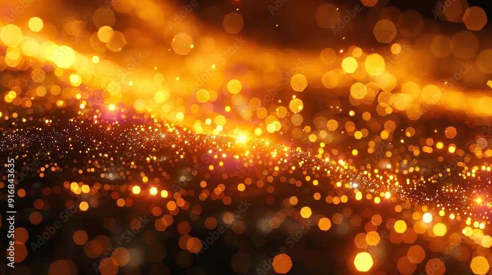 Abstract background with golden glitter and bokeh lights, gold background for celebration or award ceremony Abstract background with golden glitter and bokeh lights, gold background for celebration or award ceremony
