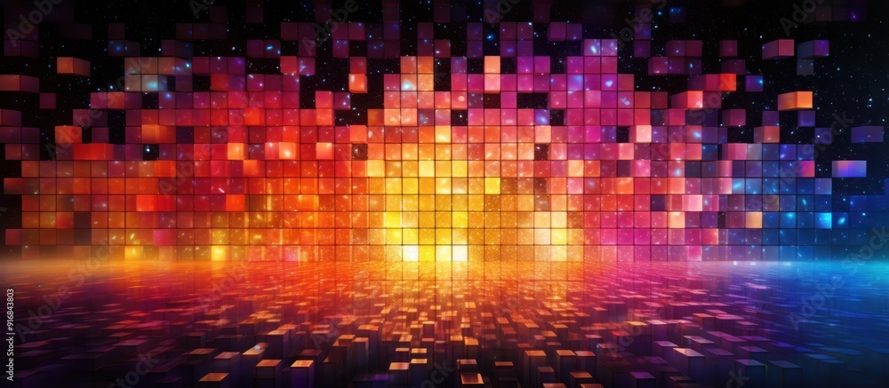 Abstract Digital Space with Illuminated Cubes Abstract Digital Space with Illuminated Cubes