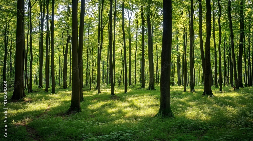 Obraz premium 木々美しい眺め、木洩れ日