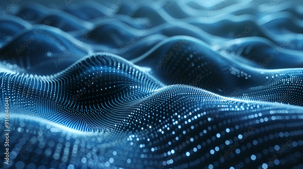 Digital wave with many dots and particlesm, Abstract dynamic wave background ,Technology or science banner Digital wave with many dots and particlesm, Abstract dynamic wave background ,Technology or science banner