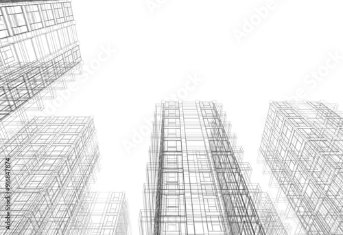 Modern building architectural 3d rendering