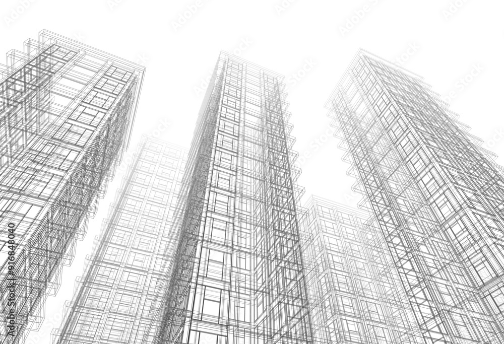 Fototapeta premium Modern building architectural 3d rendering