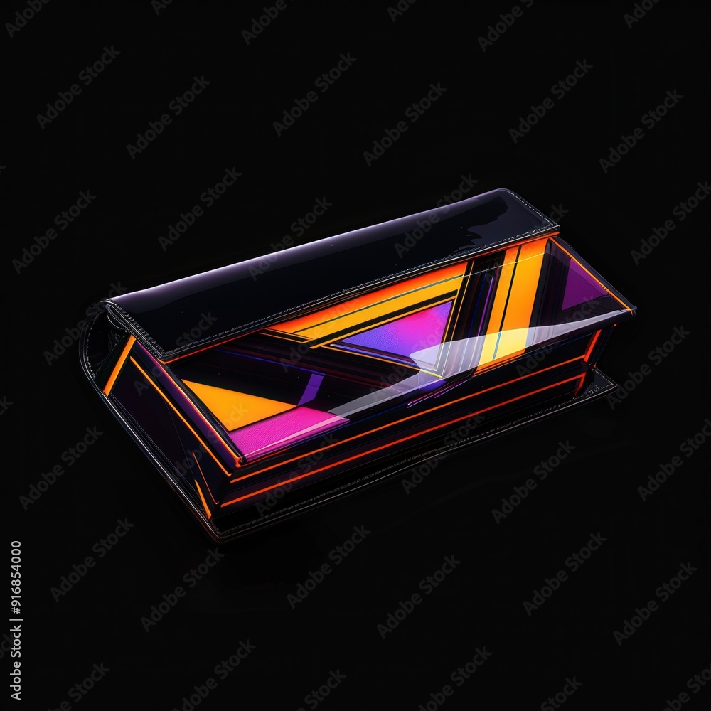 A colorful, modern design resembling a stylized geometric object. A colorful, modern design resembling a stylized geometric object.