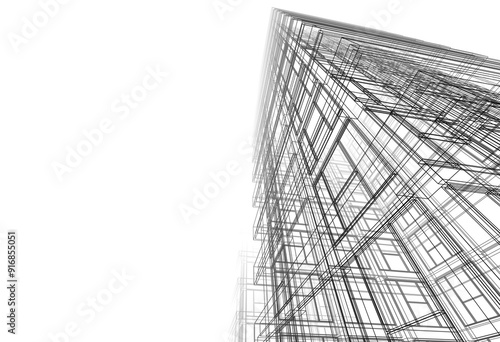 Modern building architectural 3d rendering