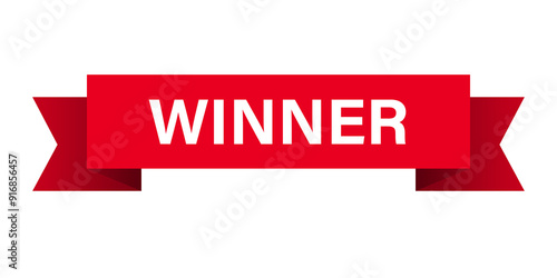 Red winner banner in the form of a flag. Vector victory banner on a transparent background. Red winner’s flag.