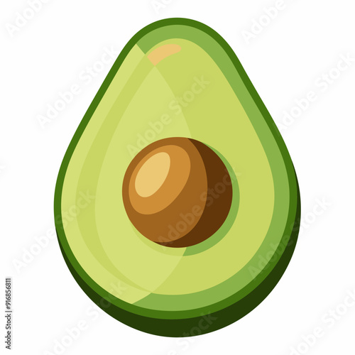Halved Avocado with Visible Pit