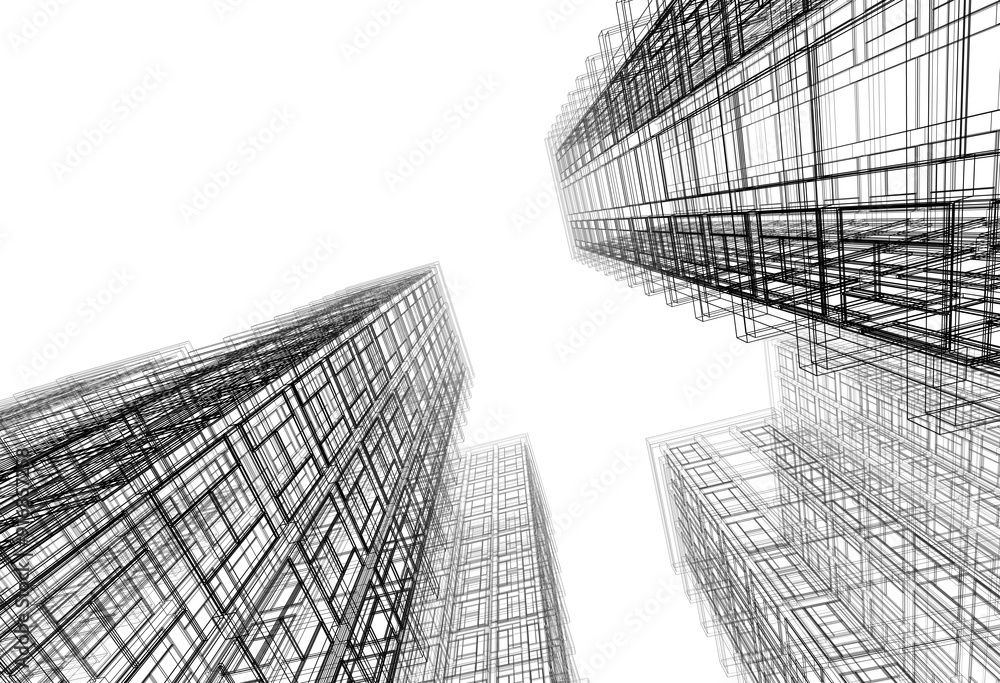 Modern building architectural 3d rendering Modern building architectural 3d rendering