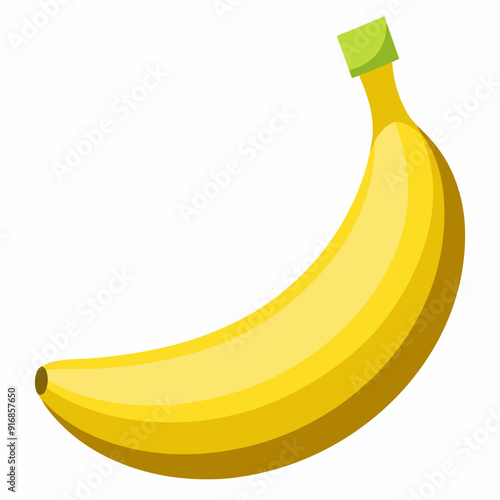 A Single Yellow Banana with a Green Stem