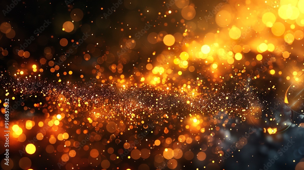 Blurred Gold Lights on Black Background Blurred Gold Lights on Black Background
