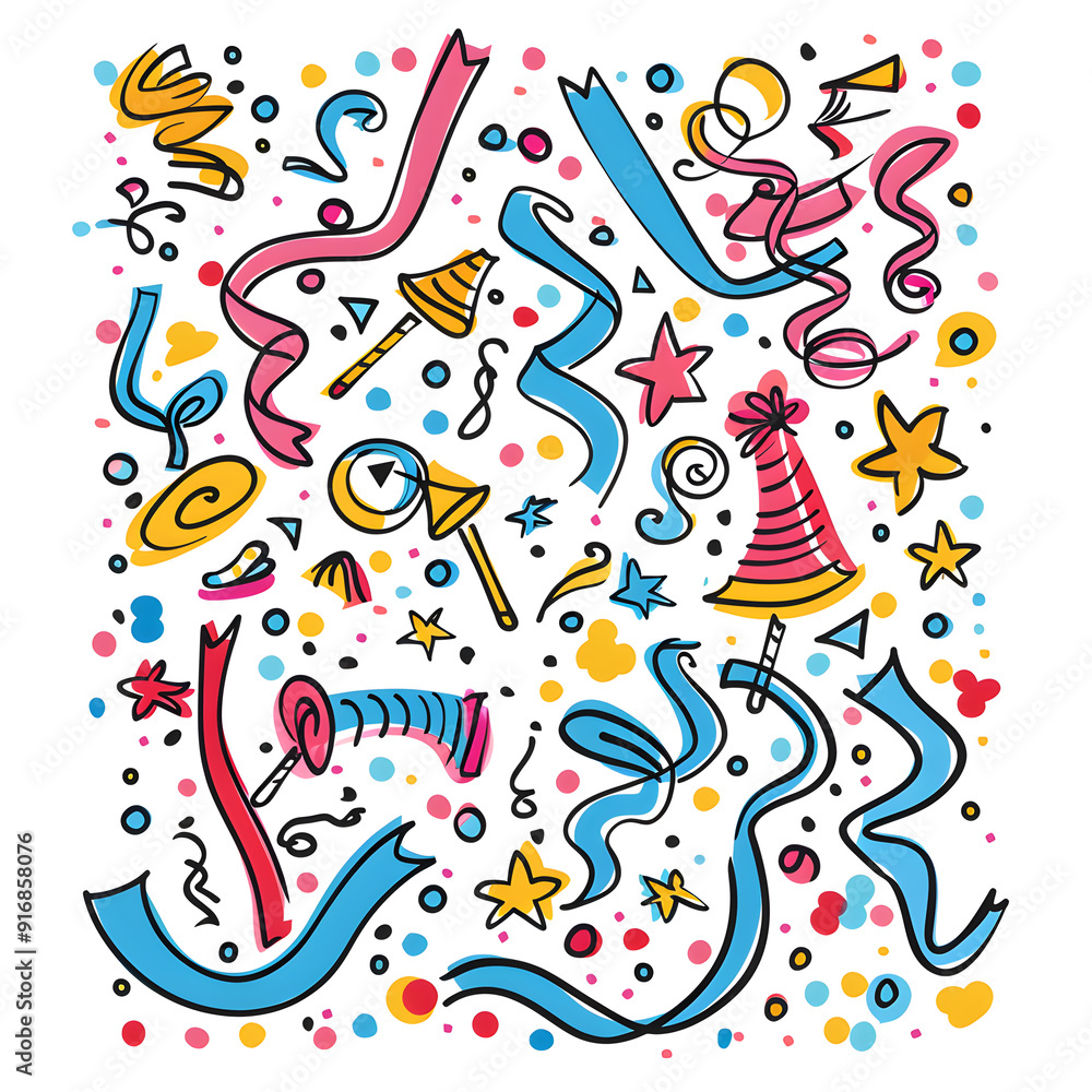 New Year and Christmas card, graphic advertising backgrounds in a doodle 2D illustrator style New Year and Christmas card, graphic advertising backgrounds in a doodle 2D illustrator style