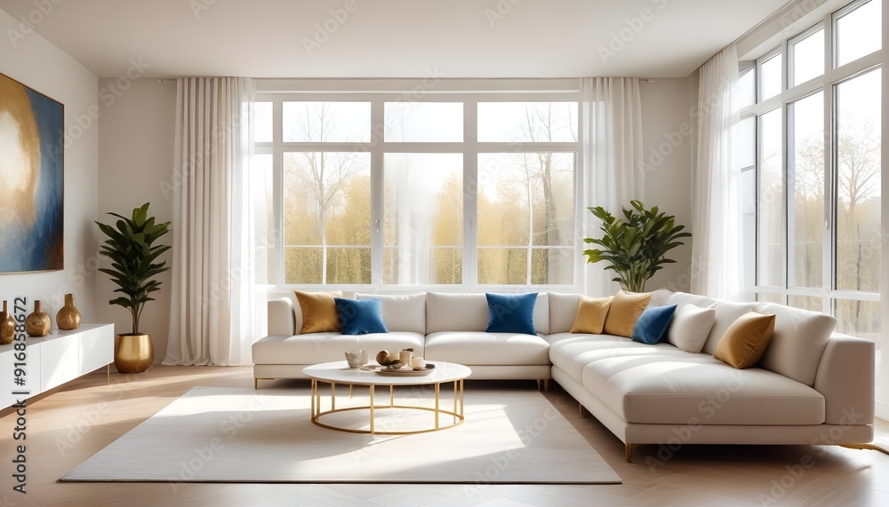 Fototapeta premium Photo interior modern design room 3d illustration