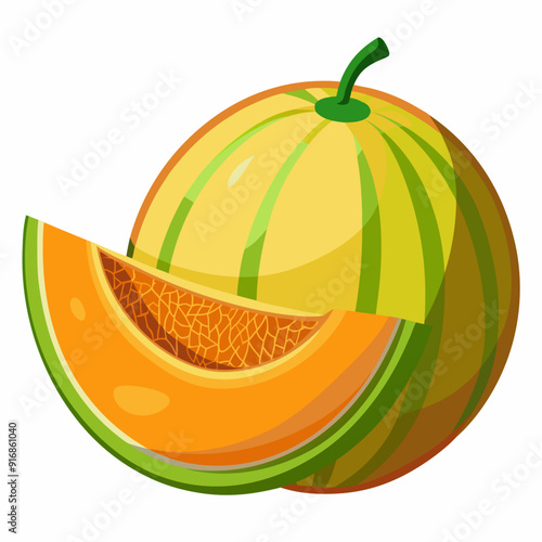 A Whole Melon and a Slice of Melon