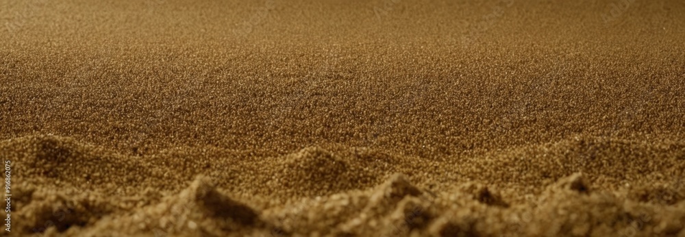 close-up view sandy surface with textured, uneven appearance, featuring small hills and peaks.