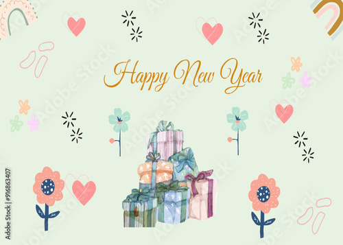 New Year Background, Wallpaper, backdrop, Them, Vectro, VIllustration Adobe Illustrator Artwork photo