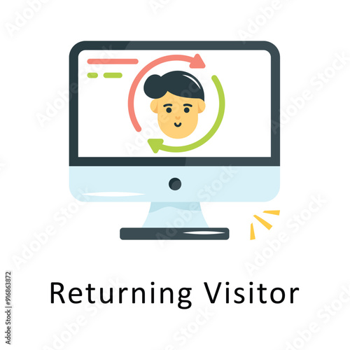 Returning Visitor Vector Flat Icon Design illustration Symbol on White background EPS 10 File 