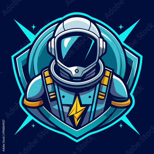 Astronaut, cosmonaut, spaceman mascot esport game logo illustration for sport game team