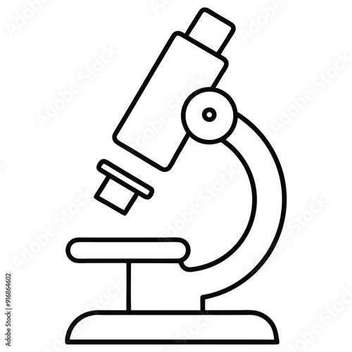 Microscope Vector Illustration Icon - Colorful Line Art Logo.