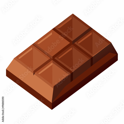 Isometric View of a Chocolate Bar with Six Squares