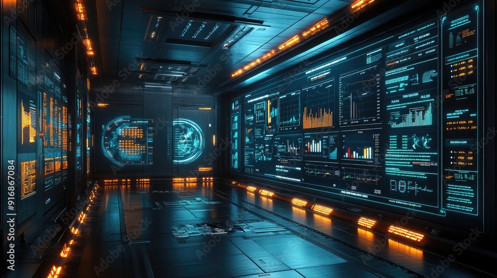 Detailed 3D model of a market analysis presentation with charts Detailed 3D model of a market analysis presentation with charts