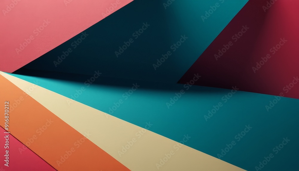 vibrant abstract composition overlapping geometric shapes in red, orange, yellow, blue, and green, creating vibrant abstract composition overlapping geometric shapes in red, orange, yellow, blue, and green, creating