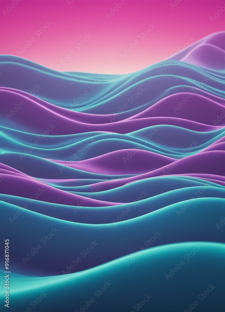 digital wave-like pattern in shades blue, purple, and pink, with gradient sky above. digital wave-like pattern in shades blue, purple, and pink, with gradient sky above.