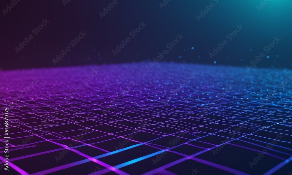 digital grid-like pattern with blue and purple lines, creating sense depth and movement. digital grid-like pattern with blue and purple lines, creating sense depth and movement.