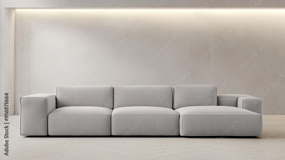 A stylish living room showcases a gray sofa and minimalist furniture against a backdrop of industrial concrete walls A stylish living room showcases a gray sofa and minimalist furniture against a backdrop of industrial concrete walls