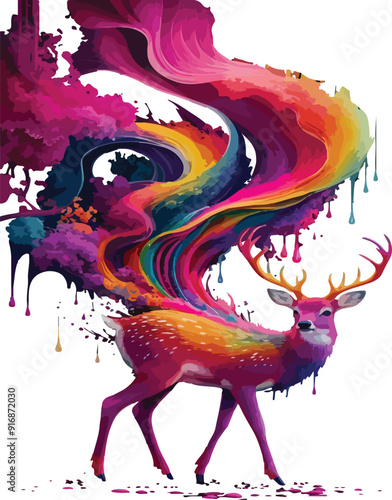 Colorful deer standup illustration image
