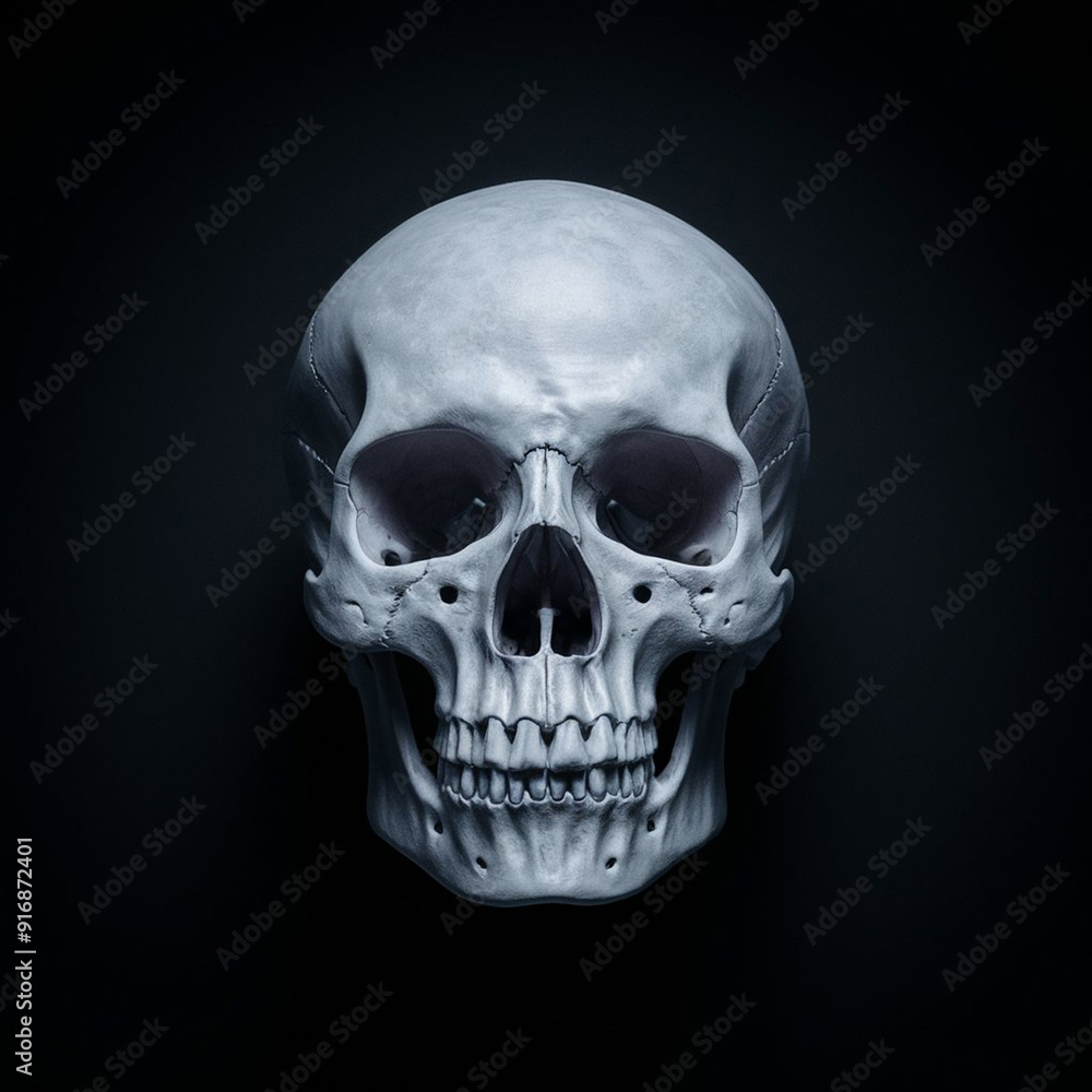 Frontview of natural human skull on isolated black background. Skull Frontview of natural human skull on isolated black background. Skull