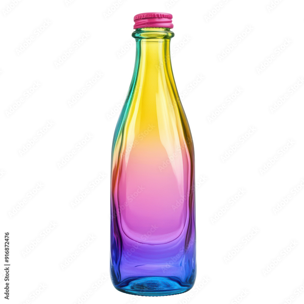 A vibrant, multicolored glass bottle. A vibrant, multicolored glass bottle.