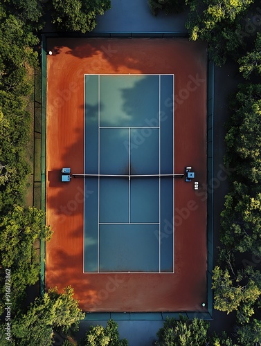view of tennis court from above